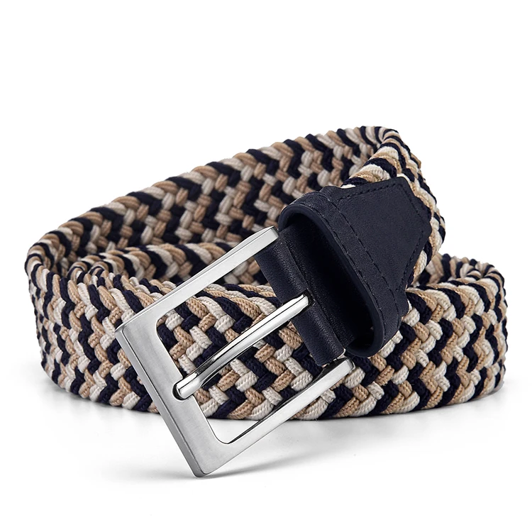 Custom wholesale Women Casual Web Weave Belt Fashion Stretch Fabric Belt Woven Braided Elastic Belt For Men