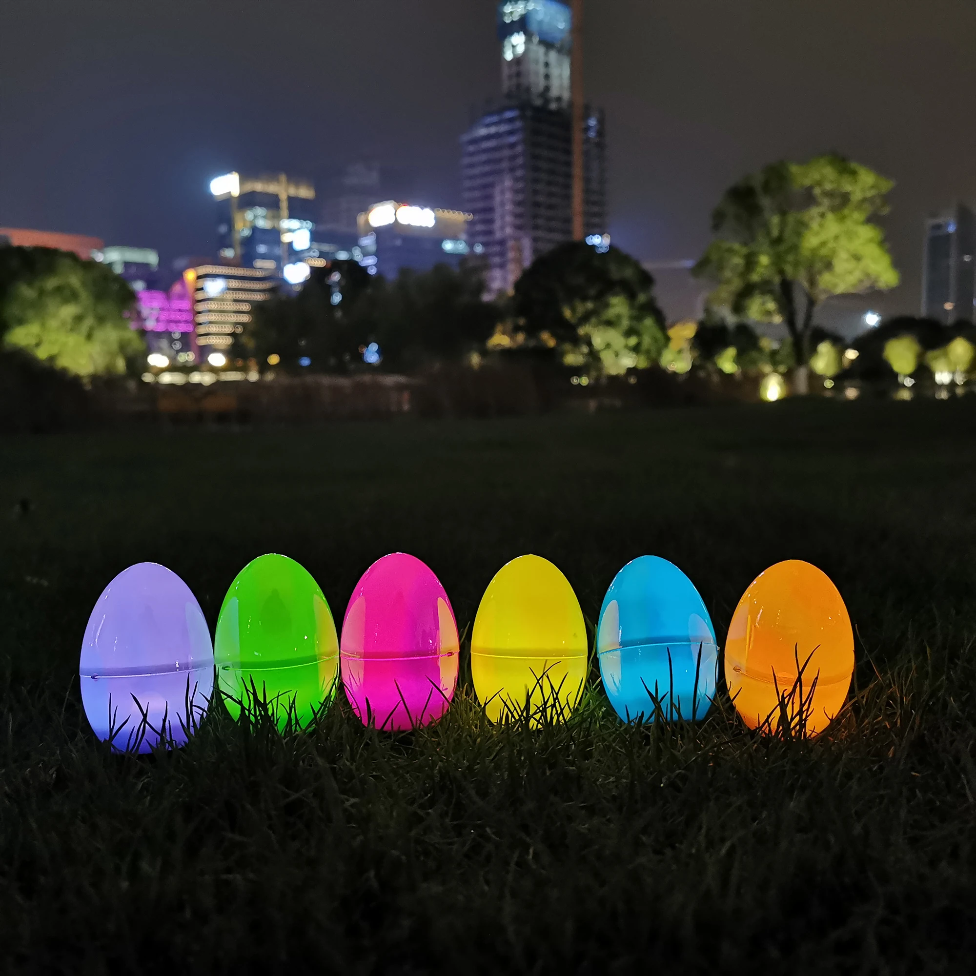 Popular Easter 6ct Plastic iridescent Eggs party light and decoration Colorful light up eggs