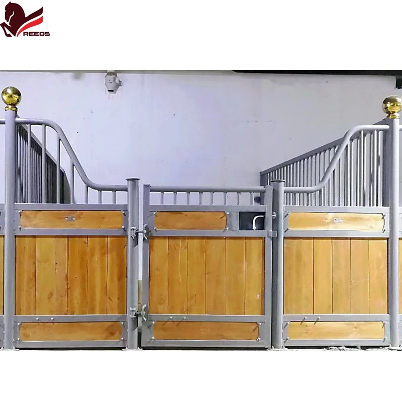 Steel made powder coated wooden bamboo material horse stall