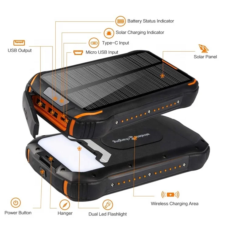 Best Wholesale Price Portable Solar Charging Power Bank Wireless Charger 26800 mAh