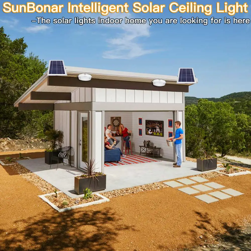 NEW ARRIVAL Sunbonar high brightness Solar led ceiling ROOF light dual color remote  control for the indoor outdoor lighting