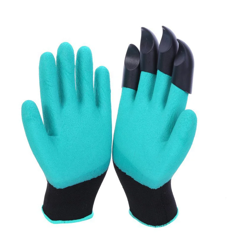 Green Foam Claw Gardening Gloves for Sand and Soil Digging: Landscaping, Planting, Protective Work Gloves