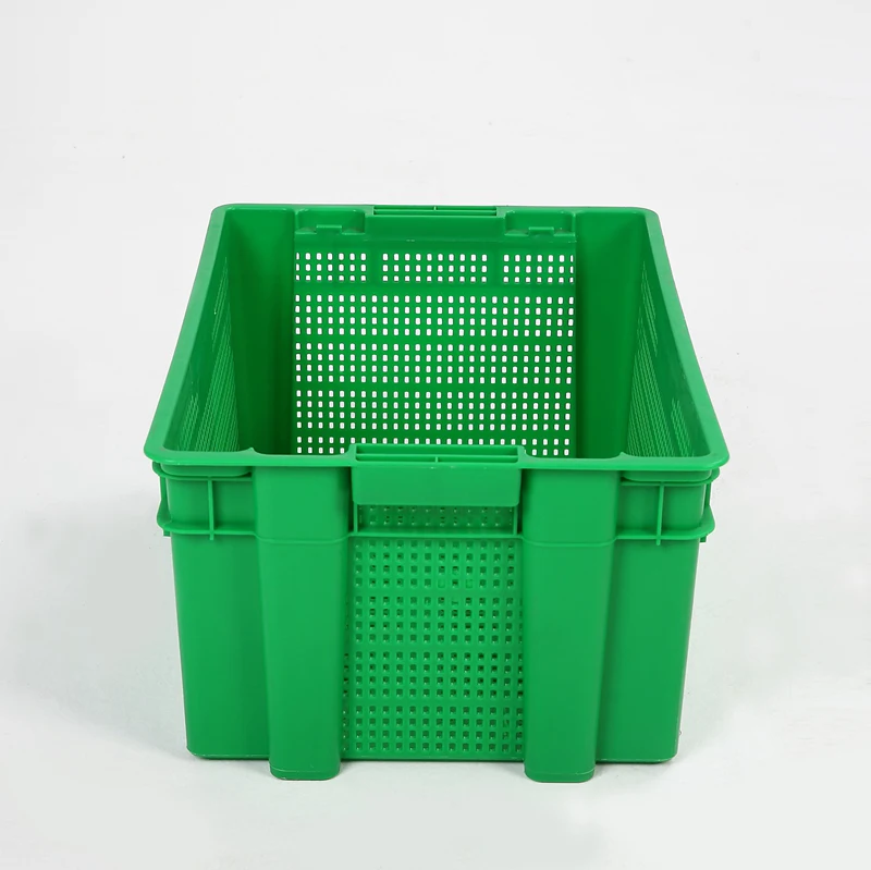 Square Fruit Box Vegetable Shipping Stackable Plastic Bins Mushroom Crate For Meat Moving Container