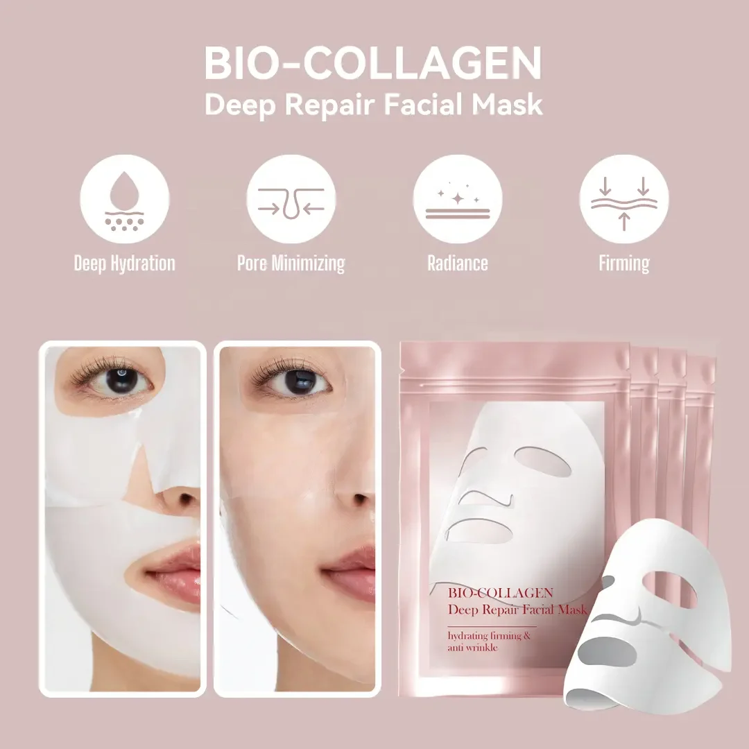 Private Label Bio-Collagen Face Mask for Hydrating Firming & Anti Wrinkle Deep Repair Overnight Facial Sheet Mask