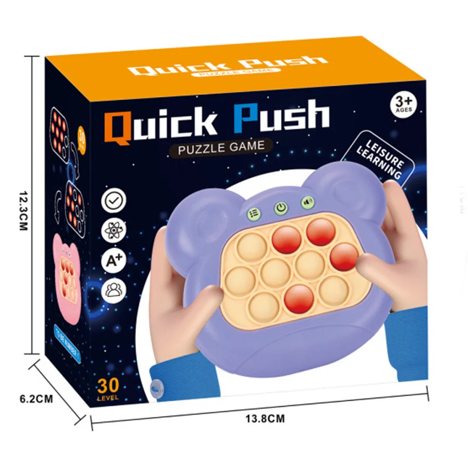 hot selling New Kids Funny Light Up Bubble Puzzle Game Quick Pop push it  electronic Educational  machine fidget toy