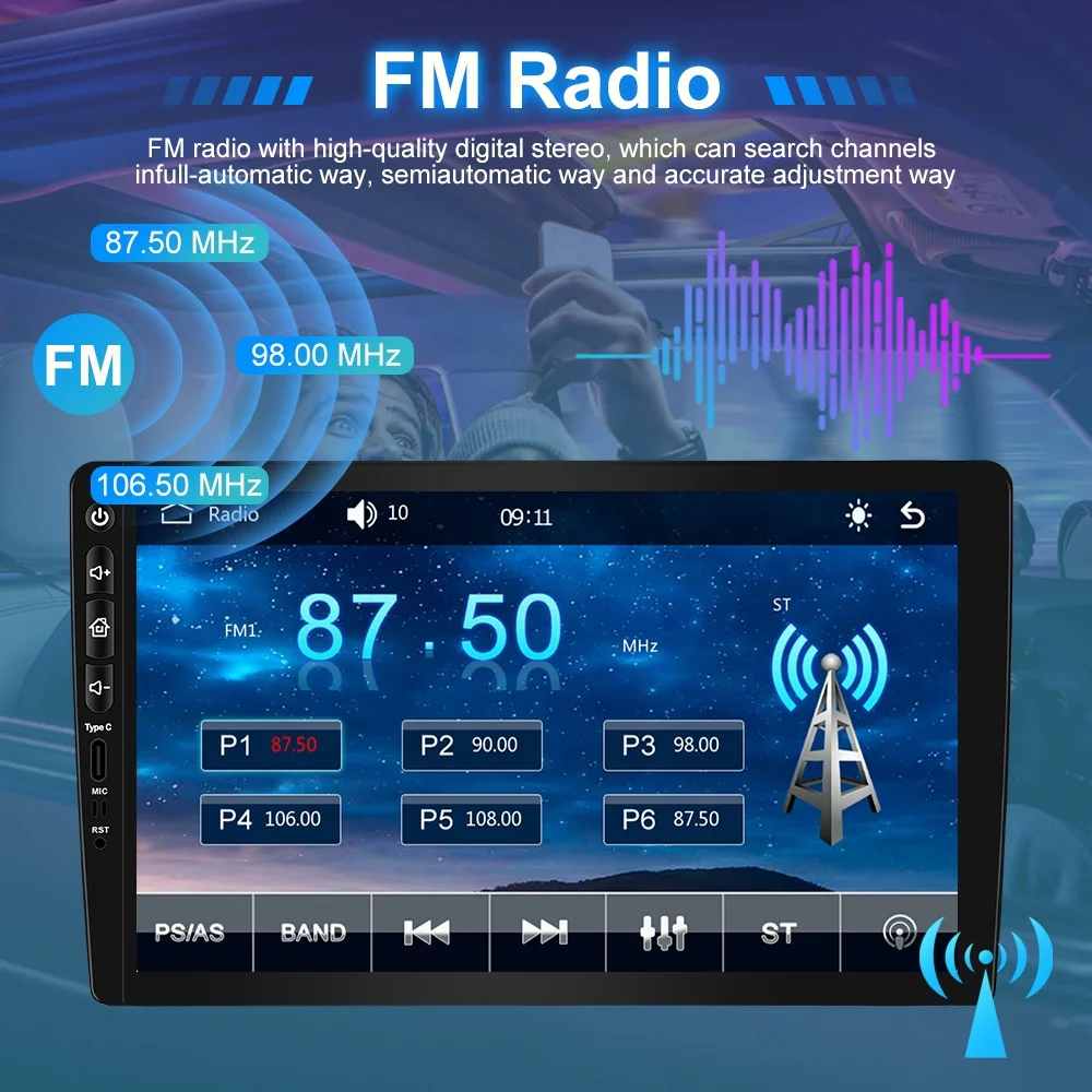 Jmance 9 Inch Car DVD Player with BT Android Auto CarPlay MP5 Player Featuring Stereo Amplifier 2 Din Car Navigation