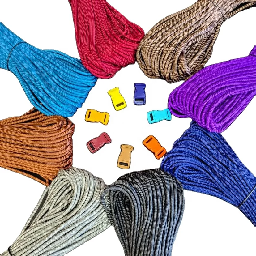 Wholesales braided 3 strands 7 strand survival Paracord 550 4mm 2mm 3mm 5mm polyester Parachute Cord 750 Lbs nylon rope