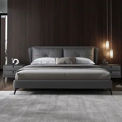 2021 best selling leather headboard bed modern leather bed white leather back bed design