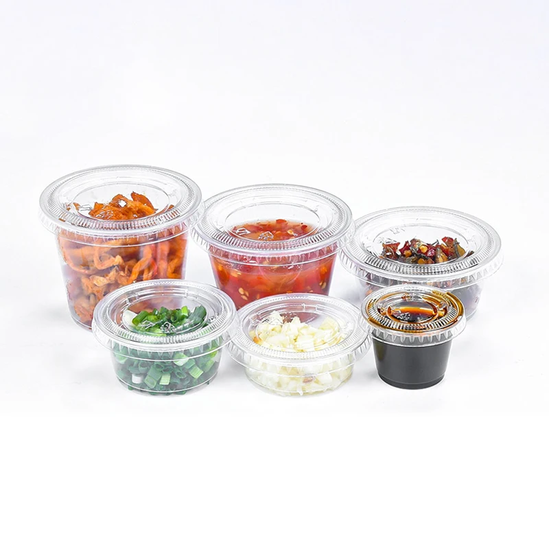 Wholesale Biodegradable Seasoning Disposable Clear Plastic PP Sauce Container 1oz 2oz 3oz Sauce Cup