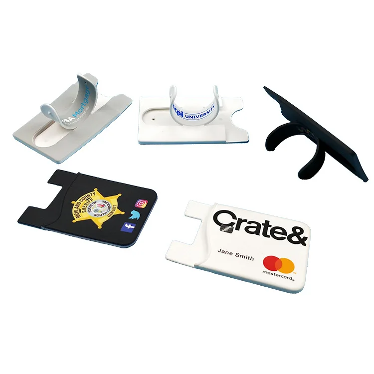 Promotional Logo Silicone 3m Adhesive Touch U Cell Phone Back Card Holder Stand