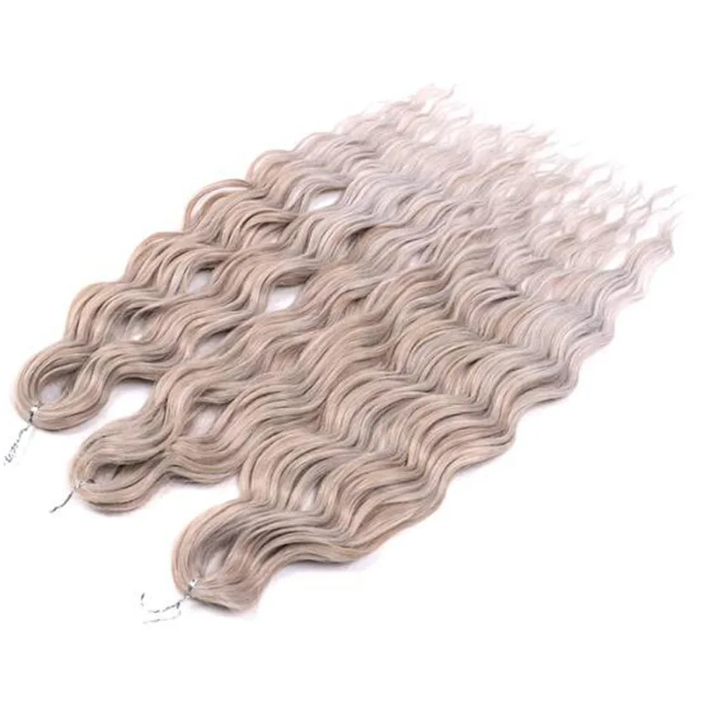 Anna wholesale Synthetic Loose Deep Wave 24 Inch Water Wave Braid Ombre Blonde Twist Crochet Curly Braiding Hair Extensions