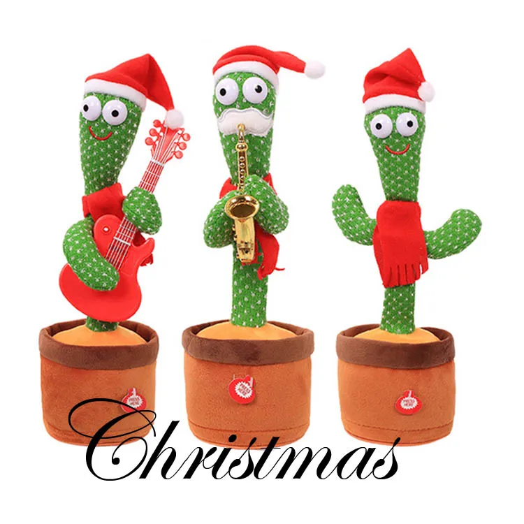 Doll Talking Game Singing Plush Toy Recording Musical arabic Christmas guitar usb battery Toy Dancing Cactus