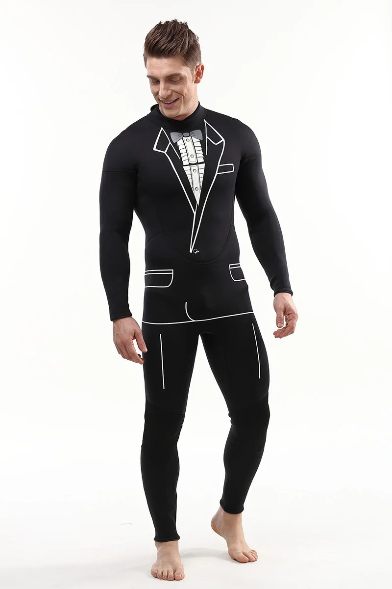 Customized Print Mens 3mm Stretch Neoprene Comfortable Swimming Diving Suit Surfing Tuxedo Wetsuits