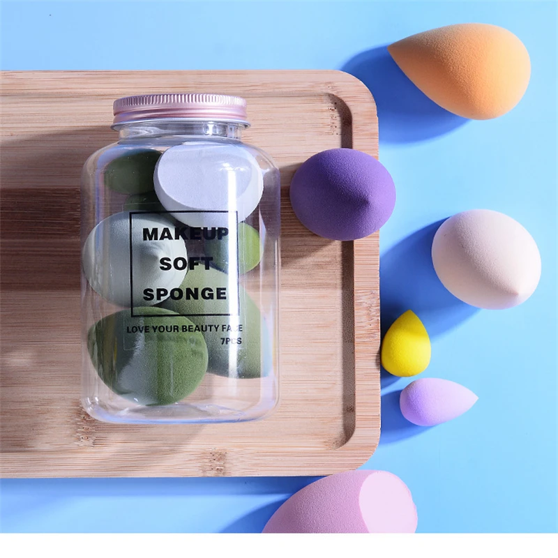 7 Pieces/Per Can  High-Value good air permeability Natural and fast makeup Drift bottle beauty egg canned puff