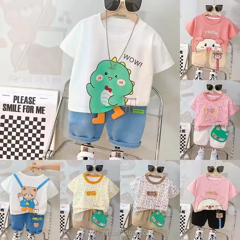 3 4 5 6 8 10 Years Old Age Jean Shorts Polo Outfit Formal Children Clothing 2 pcs Set Toddler Boys Suits for Kids Summer Clothes