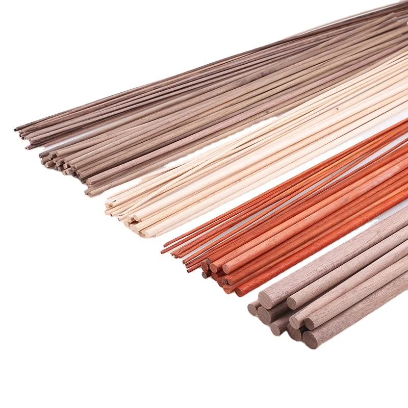 Custom Natural Wooden Sticks Handle Round Unfinished Red Wood Purple Fishing Rod Dowel Pins Bamboo Black Walnut Stick Craft