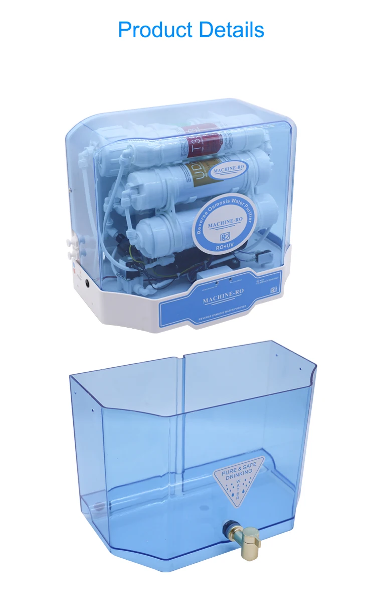 Alkaline 75 Gpd 6 Stage Uv Household Drink Reverse Osmosis Water Filtration Filter Purifier System With Storage Tank