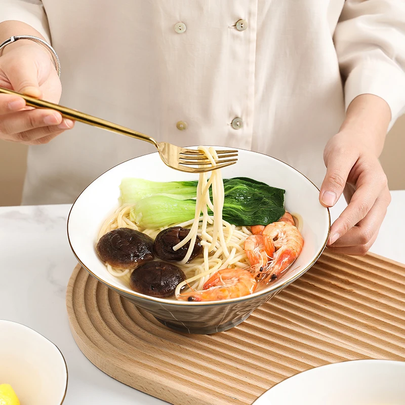 OSBORN Ceramic Dinnerware Rice Bowl Japan Retro Japanese Style Ramen Soup Bowl Home Large Bowls Single Underglaze Ta