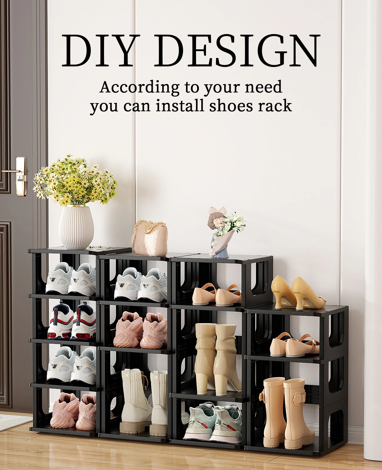 HAIXIN Shoe Rack Storage Organizer 5-Tier Plastic Shoe Rack for Closet Entryway Garage