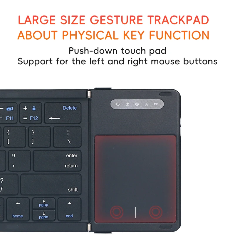 2024 Rechargeable Mini Wireless Portable Bluetooth Folding Foldable Keyboard With Touchpad For Mobile Phones and Tablet PC