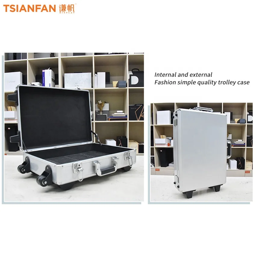 New Simple Aluminum Trolley Case Granite Packaging Marble Quartz Suitcase Tile Display Case Factory Stone Sample Box With Wheel