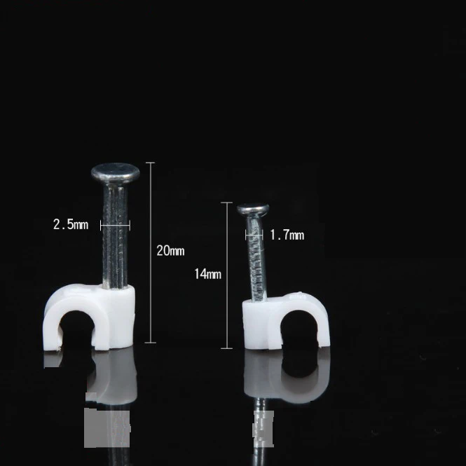 5mm plastic round nail cable holder clip/nail cable clip/cable clip nails steel