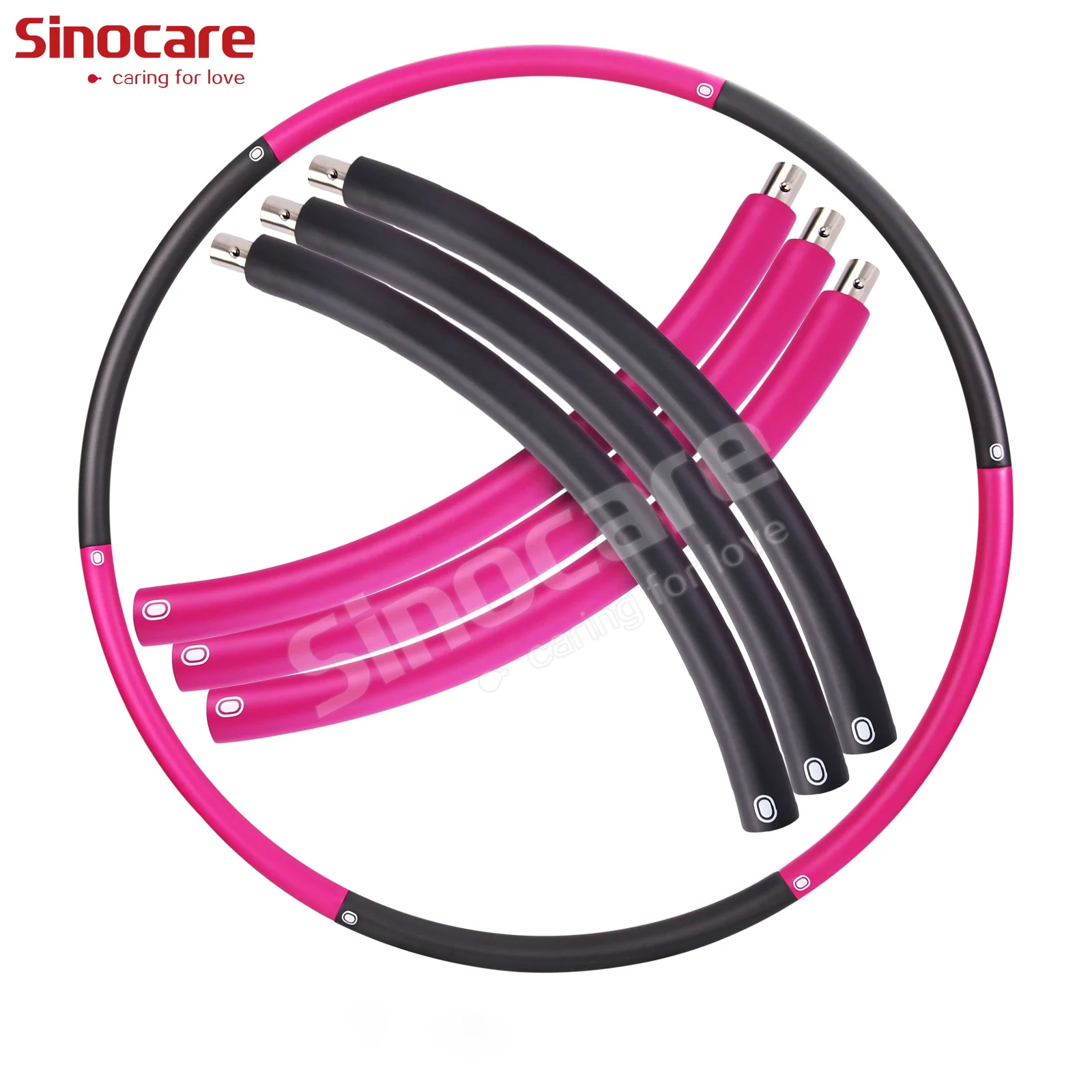 Sinocare Hula Ring Hoop 6 Section Pink Hula Ring Hoop Detachable Detachable Weighted Hula Ring Hoops Exercise