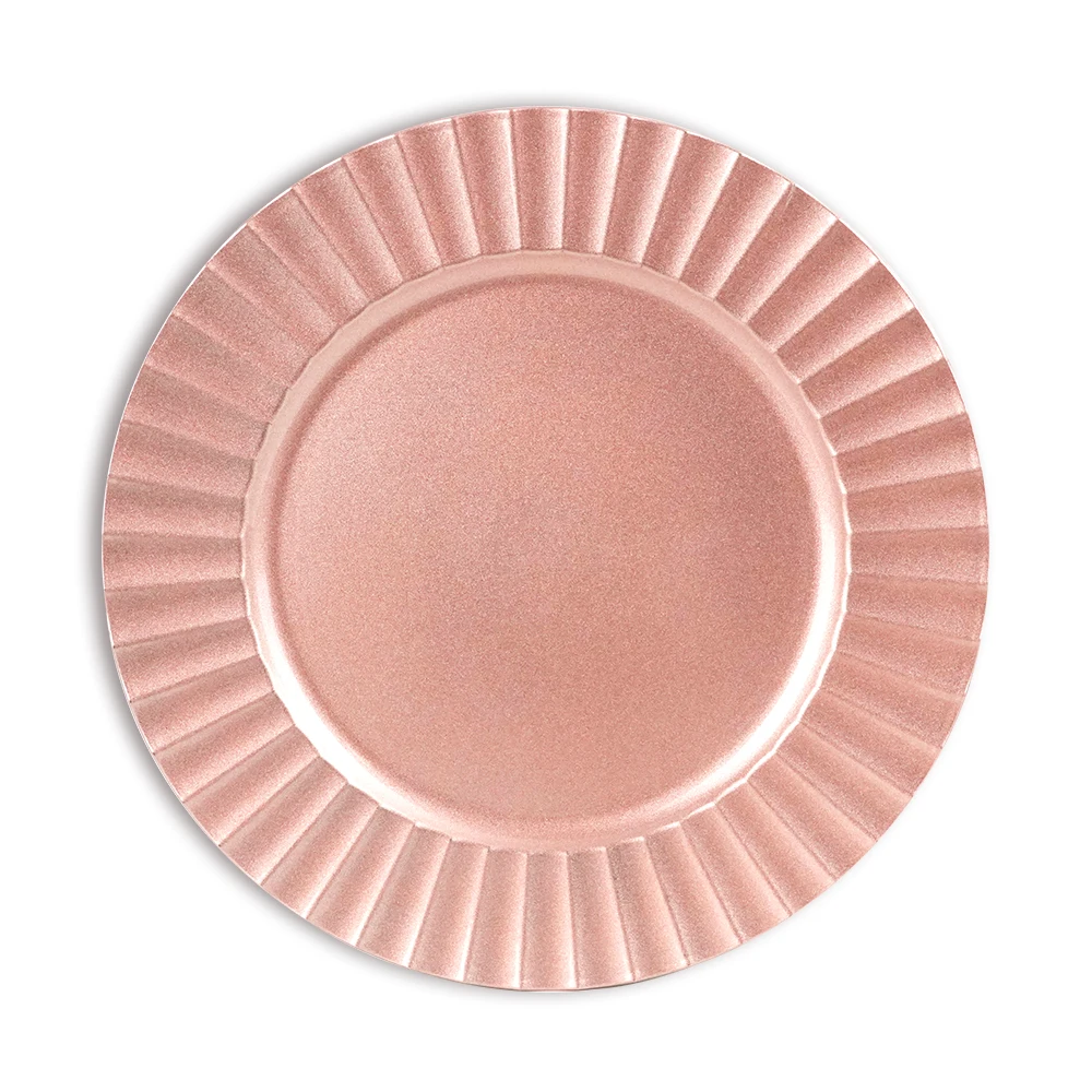 Wholesale 50 Pcs 13 Inch Reef Charger Plates Wedding Decoration Plastic Plates For Home Decor Pink Charger Plates