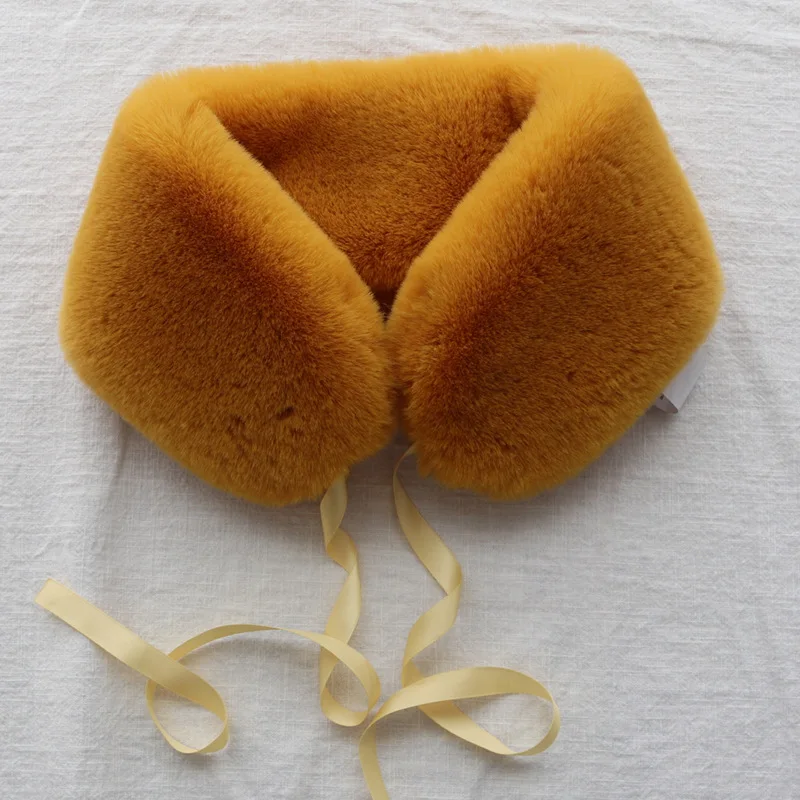 Fur Collar For Women Girl Winter Natural Fur Scarf Shawl soft Hair Collar Scarf with Lace Short Scarves For Jacket Collar