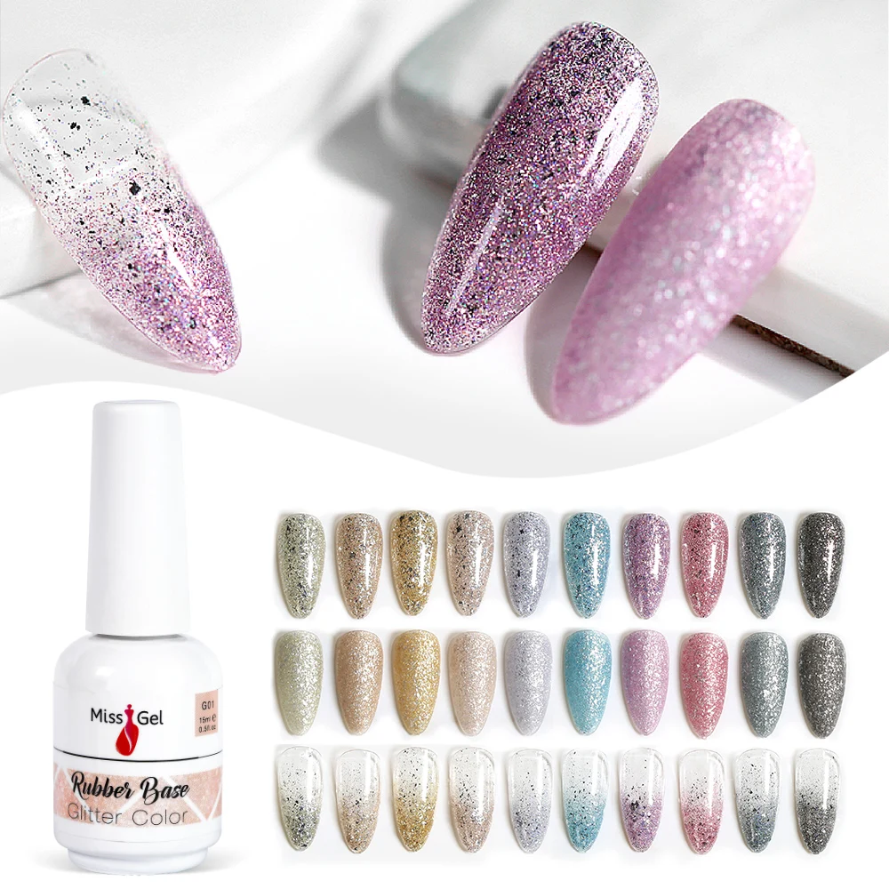 Glitter Gelpolish Basecoat UV Gel Polish Base Gel Color Nail Primer Rubber Base Coat