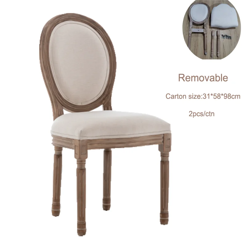 Wholesale Antique Design Round Back Banquet Restaurant Solid Wood Furniture Louis wedding Dining Chair