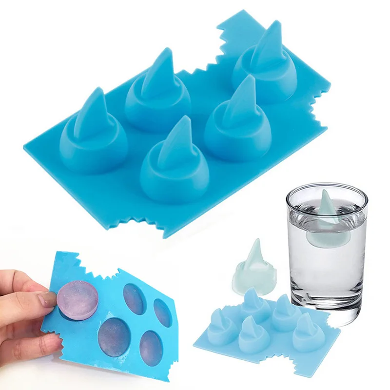 Unique modeling food grade silicone shark fin ice cube tray maker for whiskey wine cocktails beverages