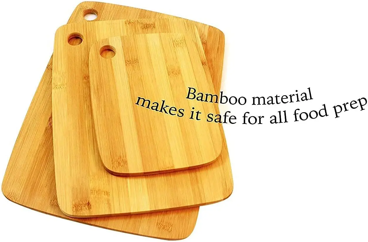 3 Piece Bamboo Wooden Chopping Board Set