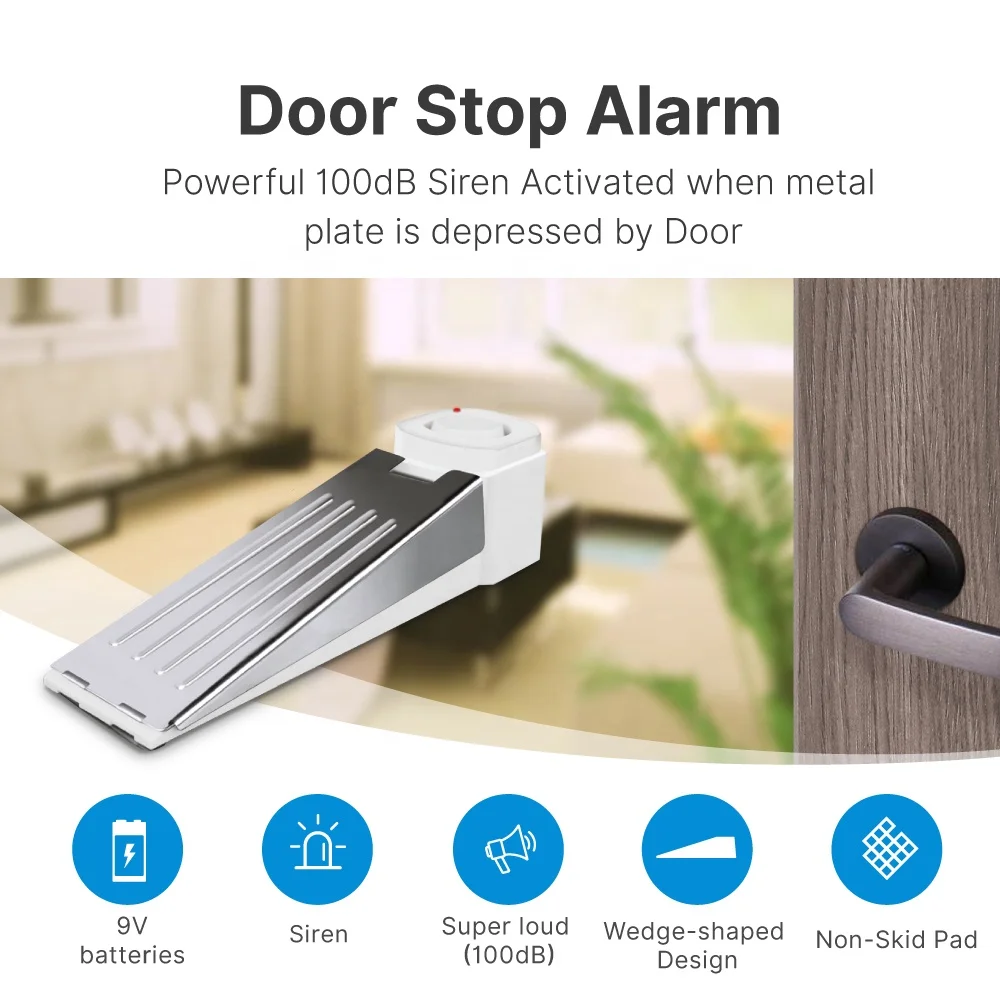 Smart Door Stop Home Wedge Security Anti-theft Alarm Portable Stopped Alarm for Travelling Doorstop Safety Protection