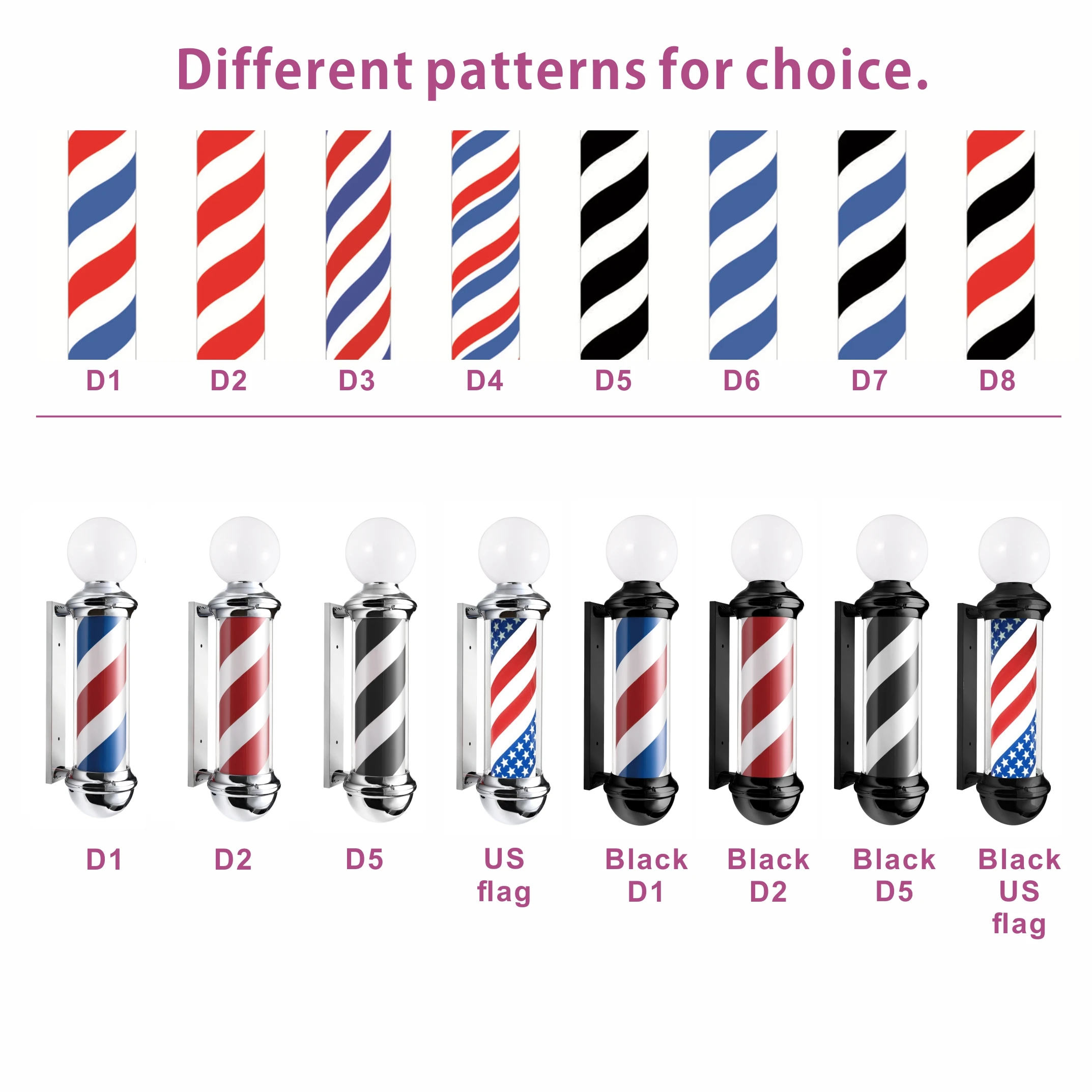 M102 Best quality Waterproof Rotating LED salon sign Spinning Barber shop pole