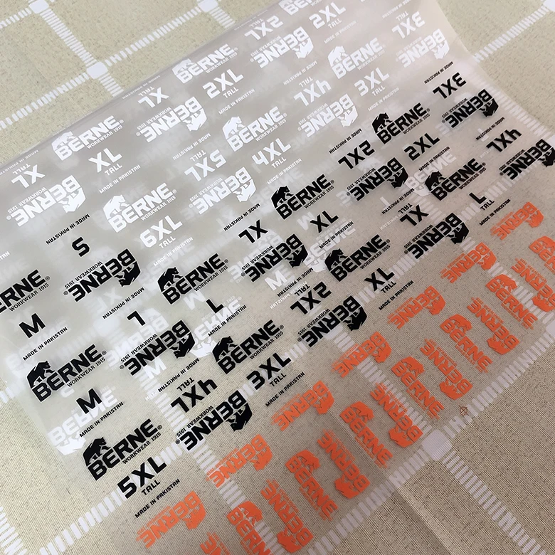 Garment tagless washing care label screen heat transfer printing for clothing
