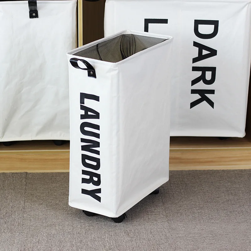 Wheeled Dirty Clothes Storage Basket Oxford Cloth Japanese Home Clothes Storage Dirty Clothes Bins