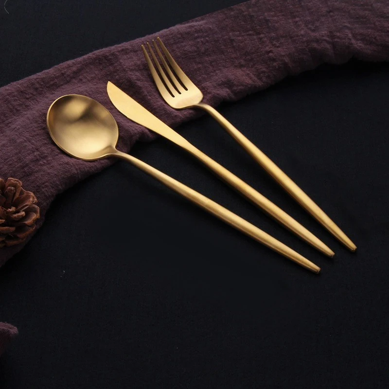 Restaurant 1810 Reusable Dinner Gold Table Coffee Tea Spoon Gold Cuttlery Flatware Wedding