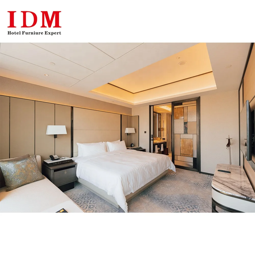 China Foshan Modern Hotel Interior Design Furniture IDM-B017 Hotel Furniture Bedroom Sets