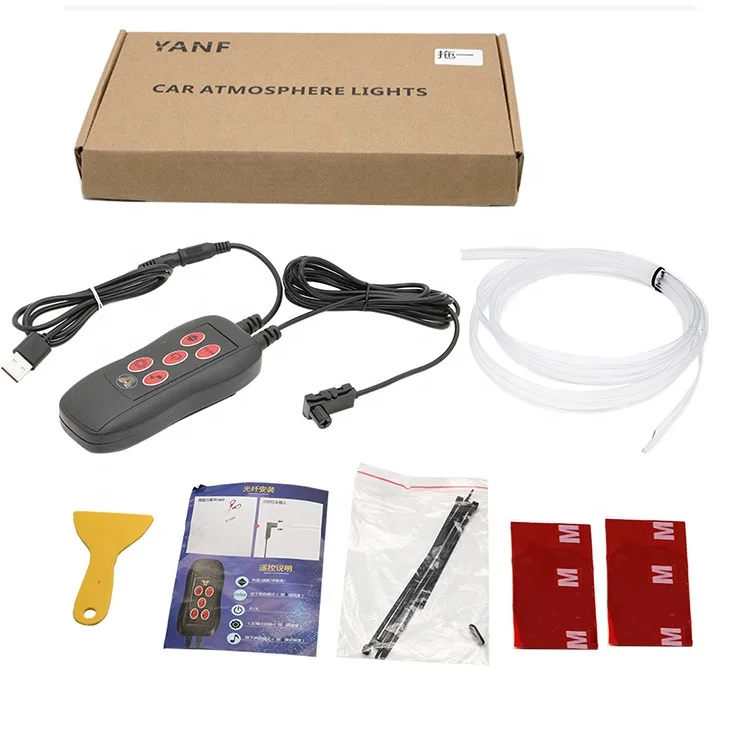 3/5m USB Remote Car Decorative Ambient Lamp 64 Color Interior Dashboard Lights Optical Fiber Neon Atmosphere Light Strip
