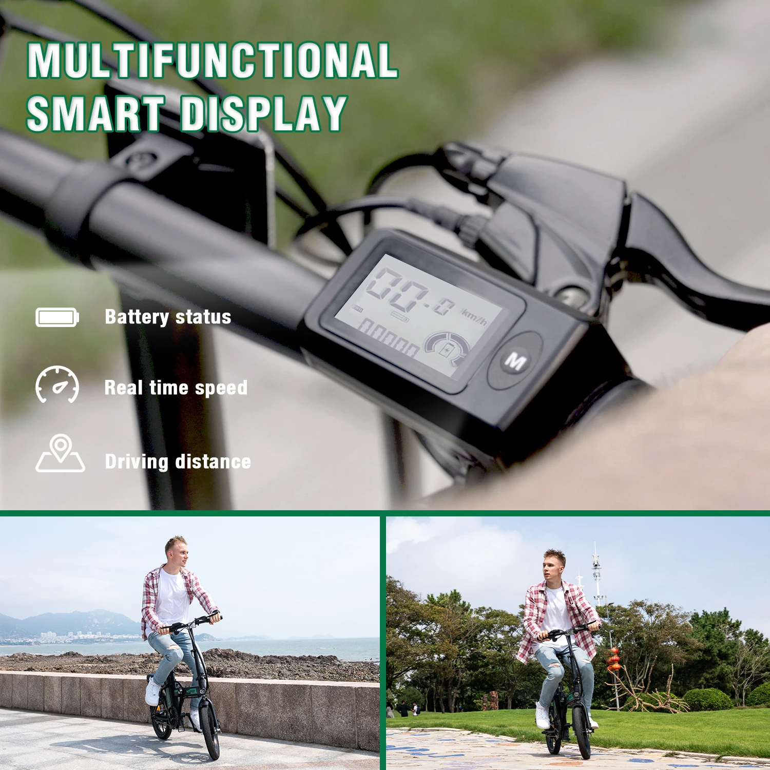 KOOLUX Factory Priced 25kmh 250w Small Folding Cruiser Electric Bike Green BMX for Adults Aluminum & Steel Fork Alloy Rim