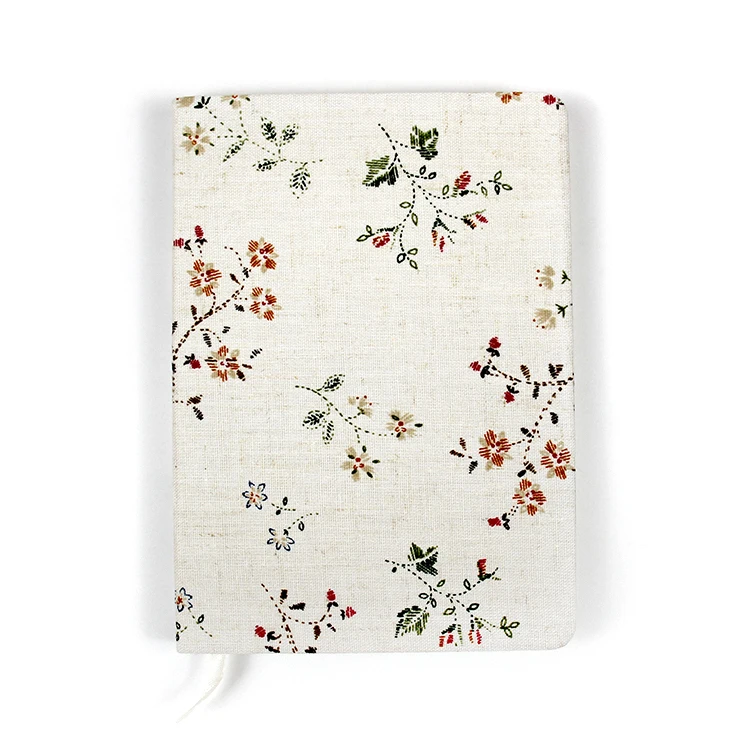 Flower custom design fabric cover dotted manifestation journal notebook