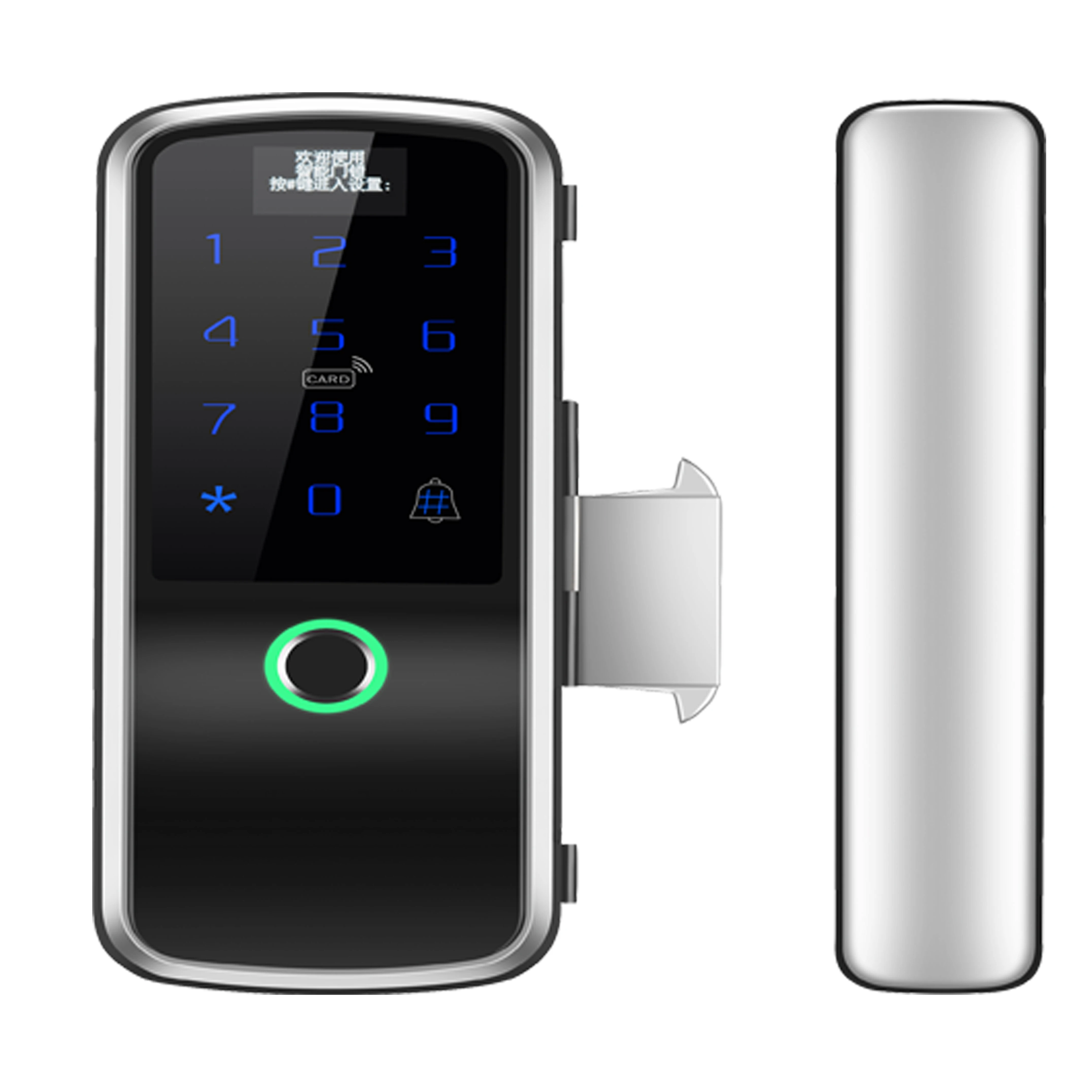 
Amazon office high security aluminum alloy Tuya smart sliding fingerprint magnetic glass door lock 