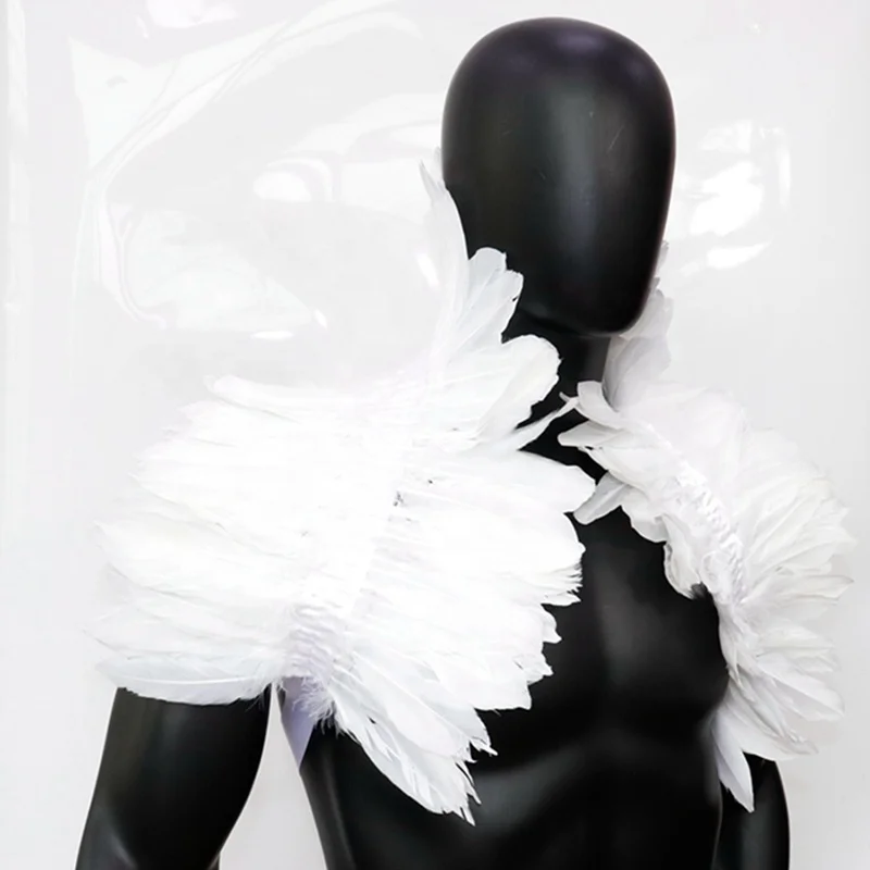 White Feather Cloak Feather Jacket Shawl Poncho 3 Tier Carnival Feather Shoulder Cover, Mexican Party, Spanish Mardi Gras