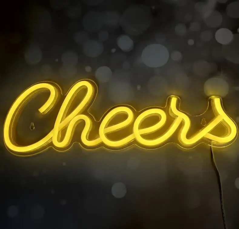 Неоновая вывеска Usb с надписью «Cheers» белая светодиодная неоновая световая для настенного декора подвеска спальни игровой комнаты клуба свадьбы