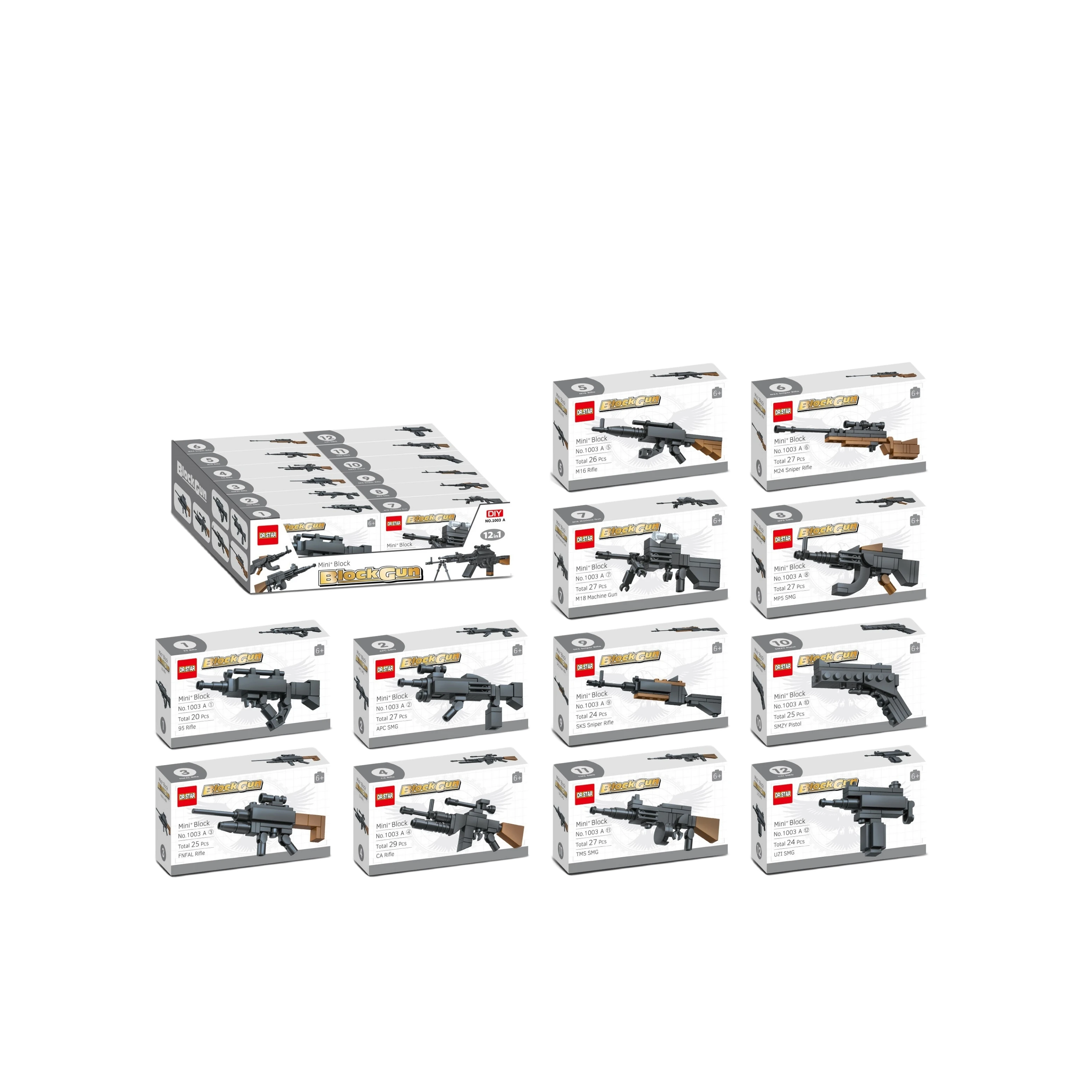 Pretend Play Building Blocks Toys For Kids Military Weapon Pack Gun Model Bricks Army Soldier Accessories
