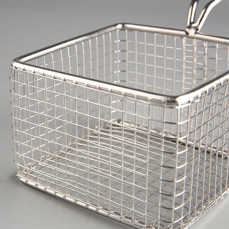 Stainless Steel French Fries Baskets Home Kitchen Mini Square Fry Baskets Restaurant Storage Filter Baskets Oil Washing Cooking
