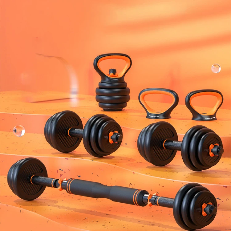 
New multi-function weight adjustable gym dumbbel set can be freely combined into a dumbbell pot bell barbell 