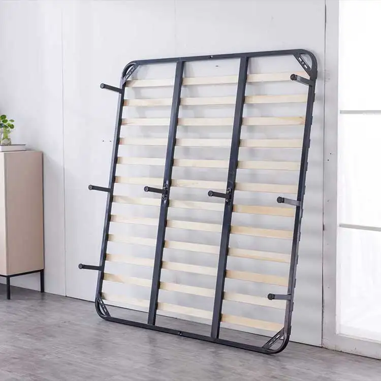 Современный дизайн на заказ деревянная решетчатая простая двойная железная складная металлическая кровать