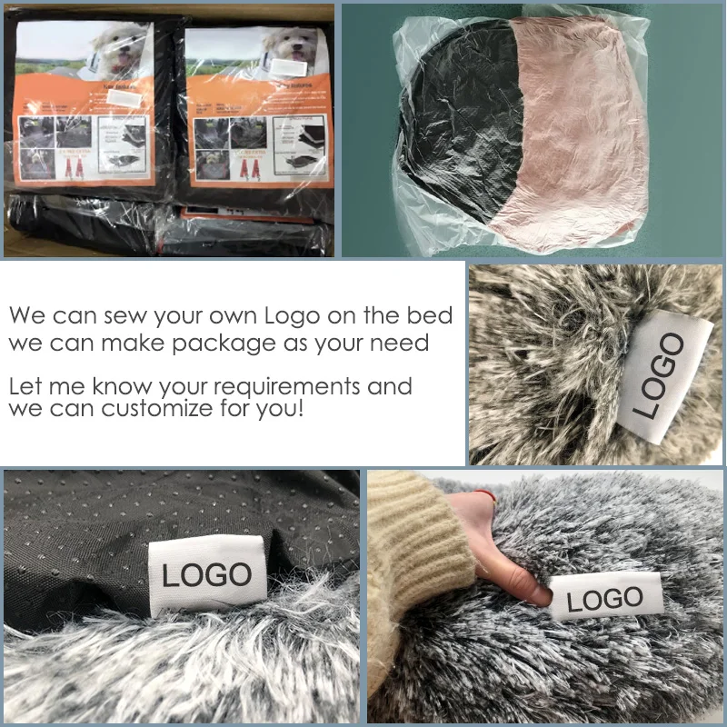 Faux Fur Pet Comfortable Washable Super Soft handmade Donut Pet Dog Bed for Large dog Warm Round Customized Fluffy Plush Dog Bed